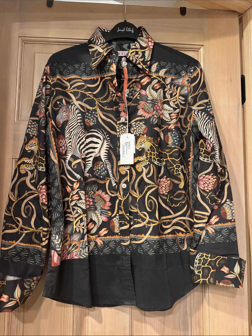 Women's Black Animal & Floral Button-Down Shirt